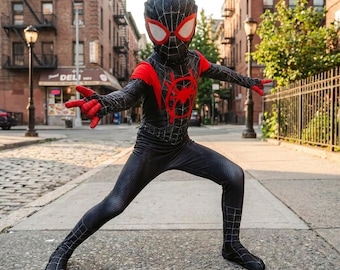 Miles Morales spinnenkostuum voor kinderen – zwart spinnenpak, superheldencosplay-bodysuit voor jongens