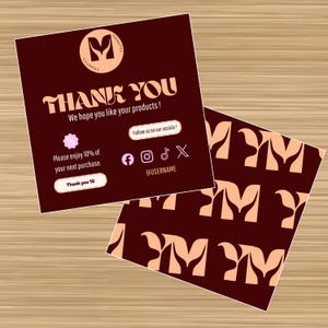 Beauty Brand Thank You Card Canva Small Business Packaging Insert Editable Instant Download