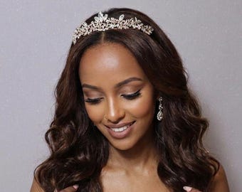 Meravigliosa tiara per matrimonio, corona da sposa, gioielli da sposa in oro, tiara, corone da sposa