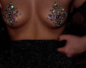 Body Strass Aufkleber, Body Stickers, Strass Body Festivalaccessoires Nippelpads