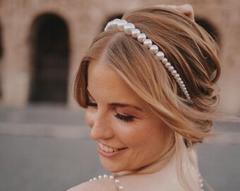 Hermosa diadema de perlas, accesorio para el cabello con perlas, tocado para el cabello, perla
