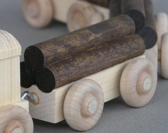 Wooden Log Car, unpainted.