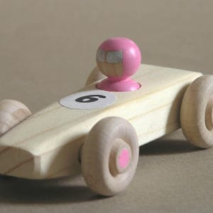 Pink Wooden Race Car