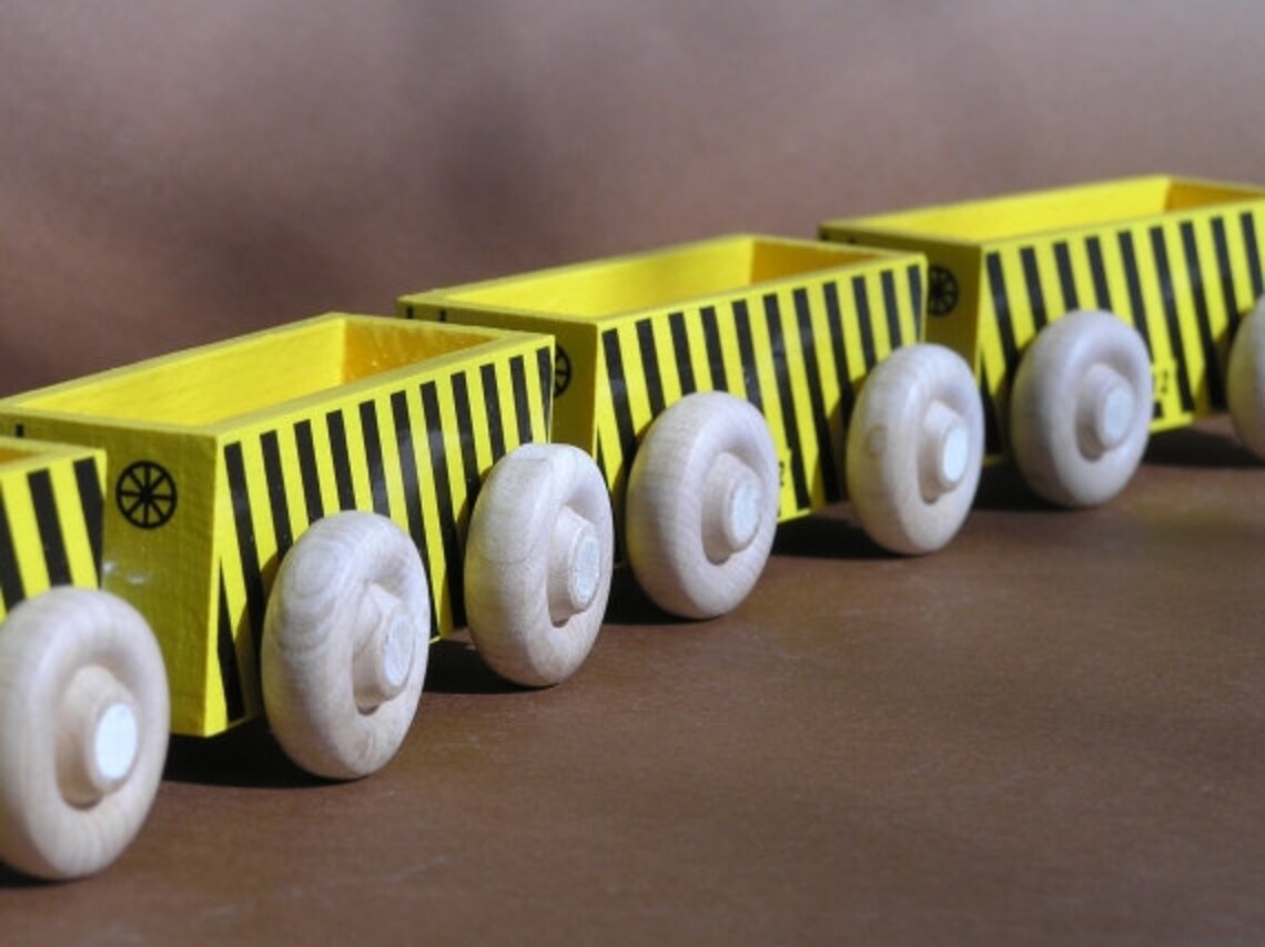 Wooden Toy Train Gondola Car Etsy