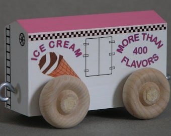 Ice Cream Car with Tutti Frutti roof.  For wooden toy train.