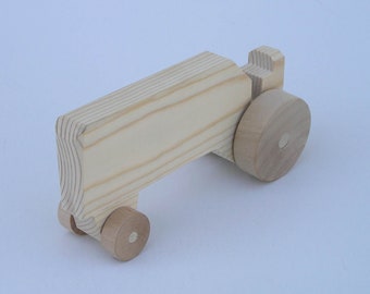 Wooden Toy Tractor.  A simple handmade toy tractor in the natural wood.