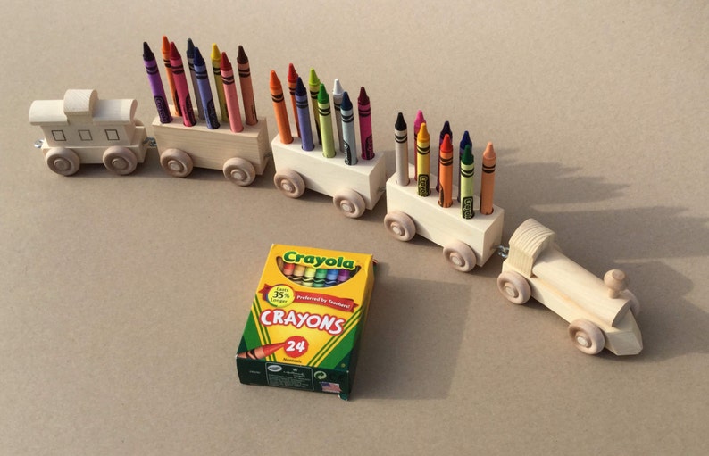 Crayon Train Twentyfour Count. Wooden Toy Train. Crayon Etsy