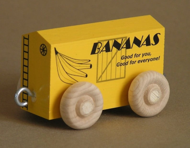Wooden Toy Train Banana Car image 1