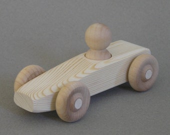 Large Wooden Race Car.  A handmade toy.  A natural wood toy.