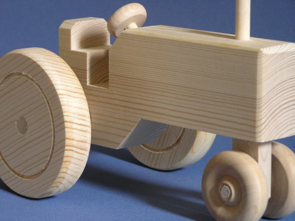 Large Wooden Toy Tractor Etsy