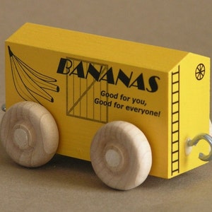 Wooden Toy Train Banana Car image 2