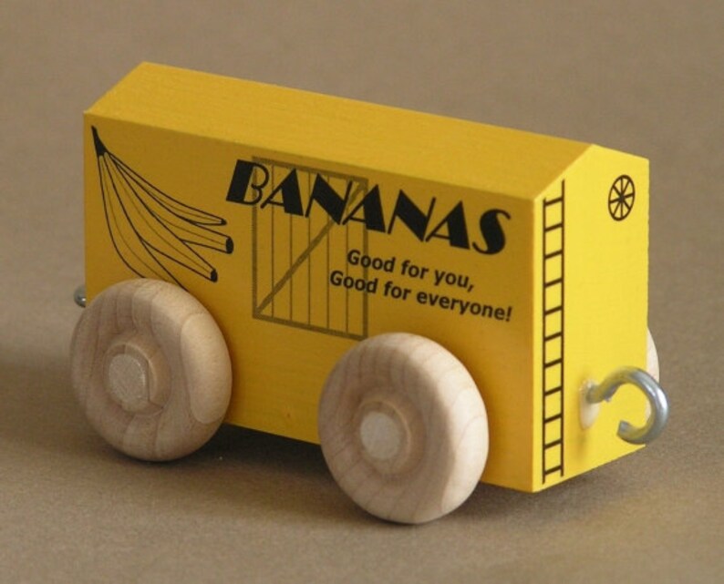 Wooden Toy Train Banana Car image 2