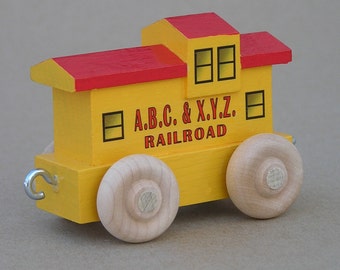 Wooden Toy Yellow Caboose