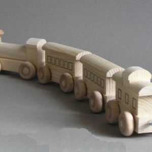 Wooden Toy Train.  Natural Wood Passenger Train.