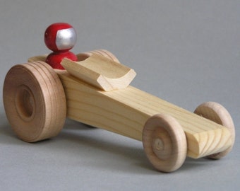 Wooden Toy Drag Racer - Red Driver