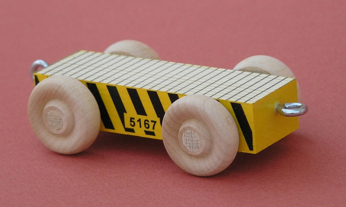 Wooden Toy Train Flat Car Etsy