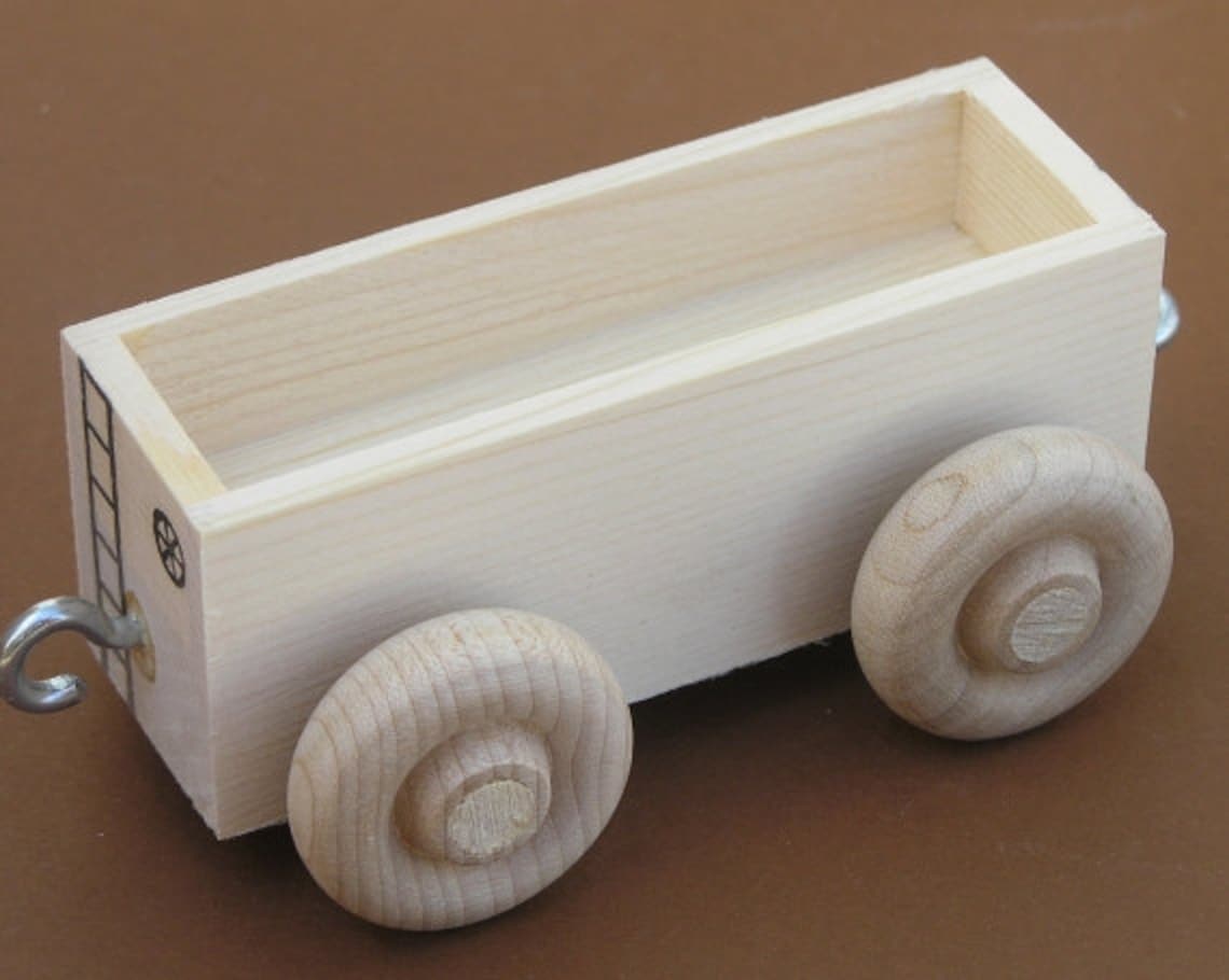 Wooden Toy Train Gondola Car Etsy