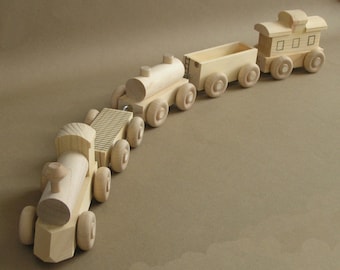 Wooden Toy Train.  The "No Paint" Special. A handmade toy.  A natural wood toy.