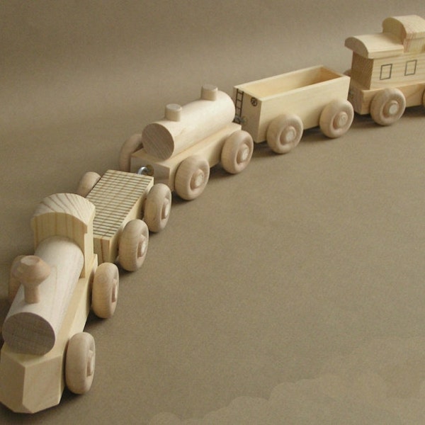 Wooden Toy Train.  The "No Paint" Special. A handmade toy.  A natural wood toy.