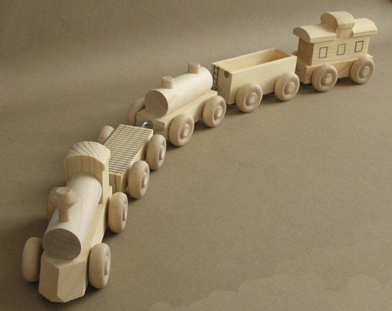 Wooden Toy Train. The No Paint Special. A handmade toy. A natural wood toy. image 1