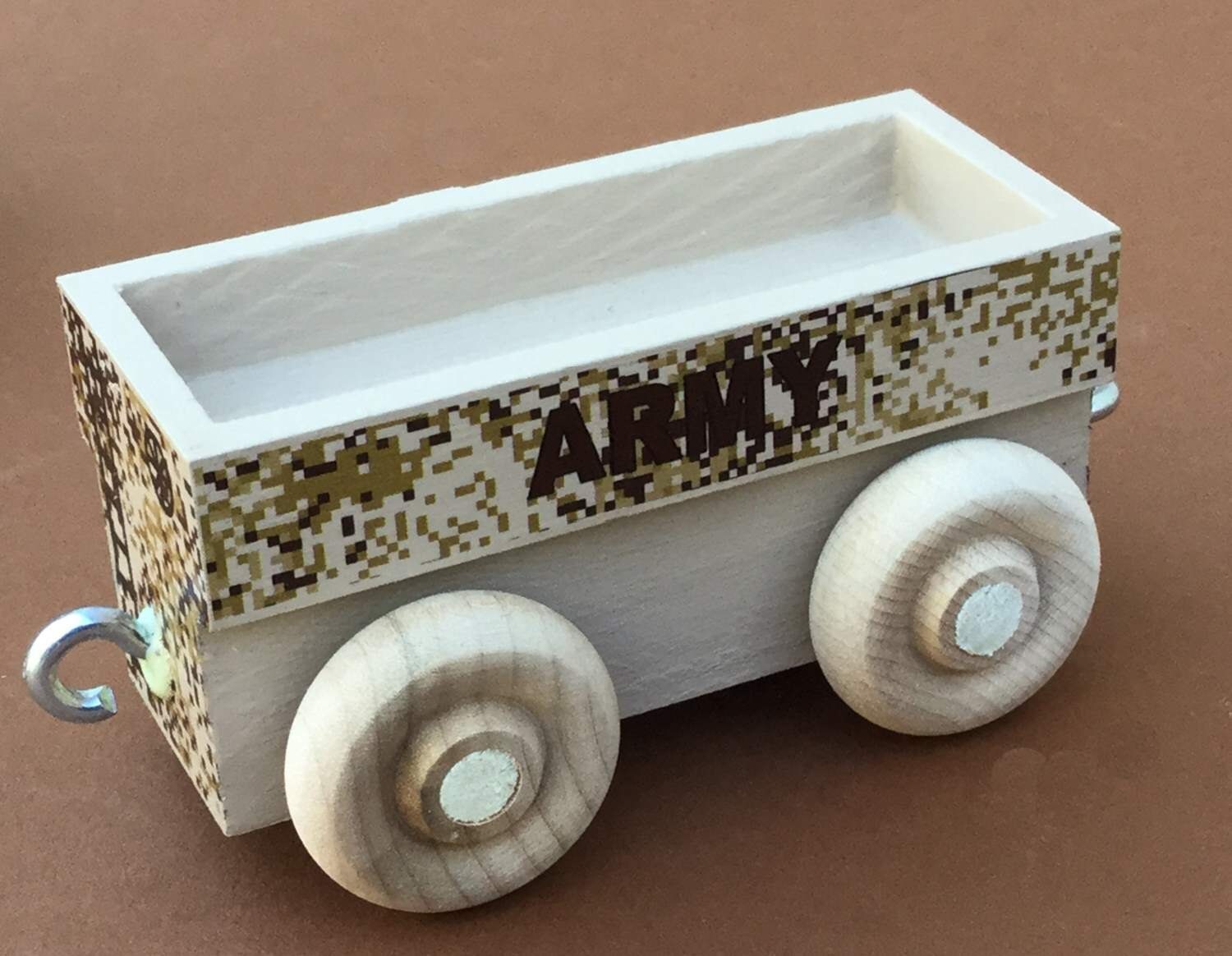 Wooden Toy Train Gondola Car for Army Train Desert Camouflage Etsy