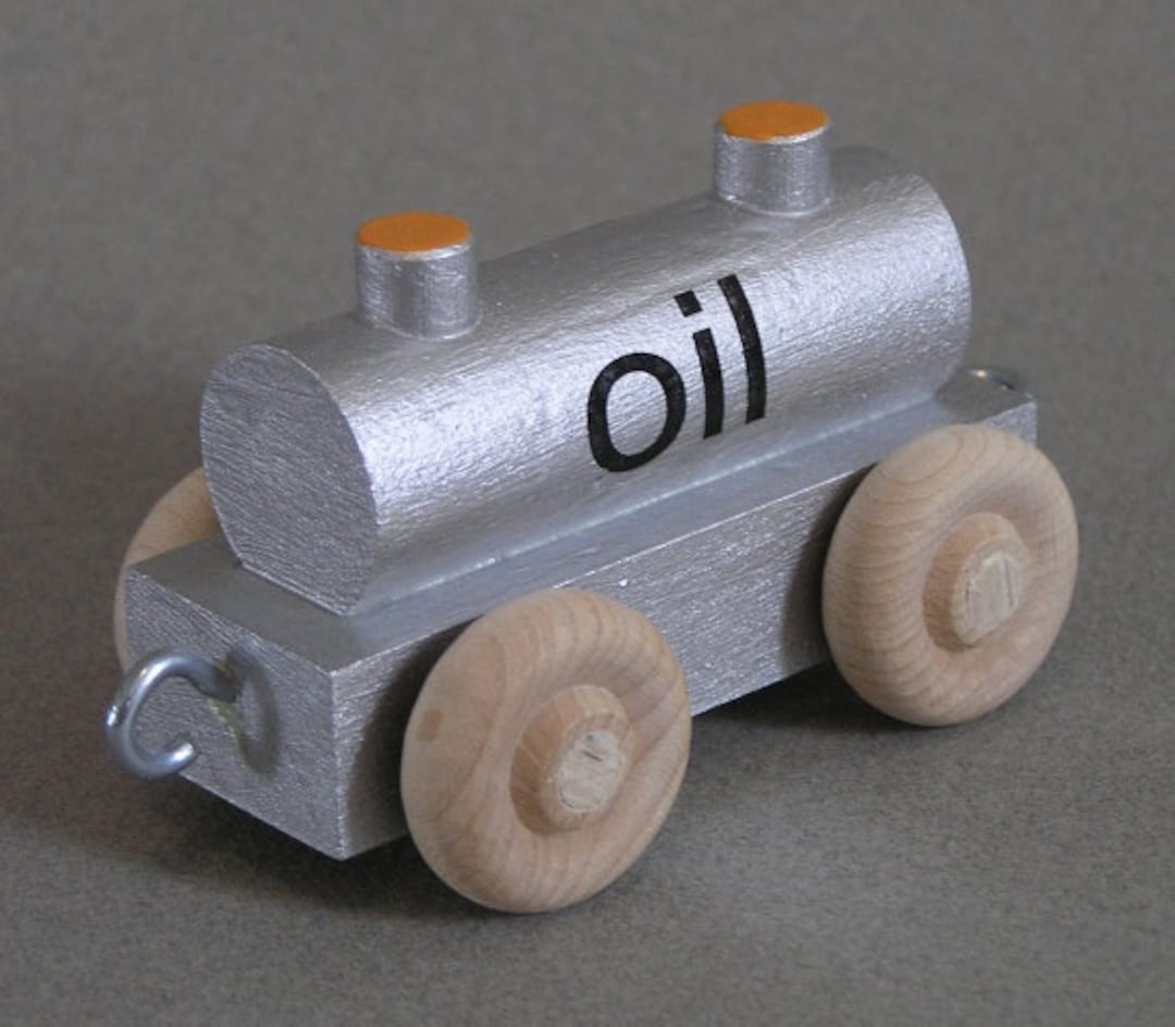 Wooden Toy Train Oil Tank Car Etsy