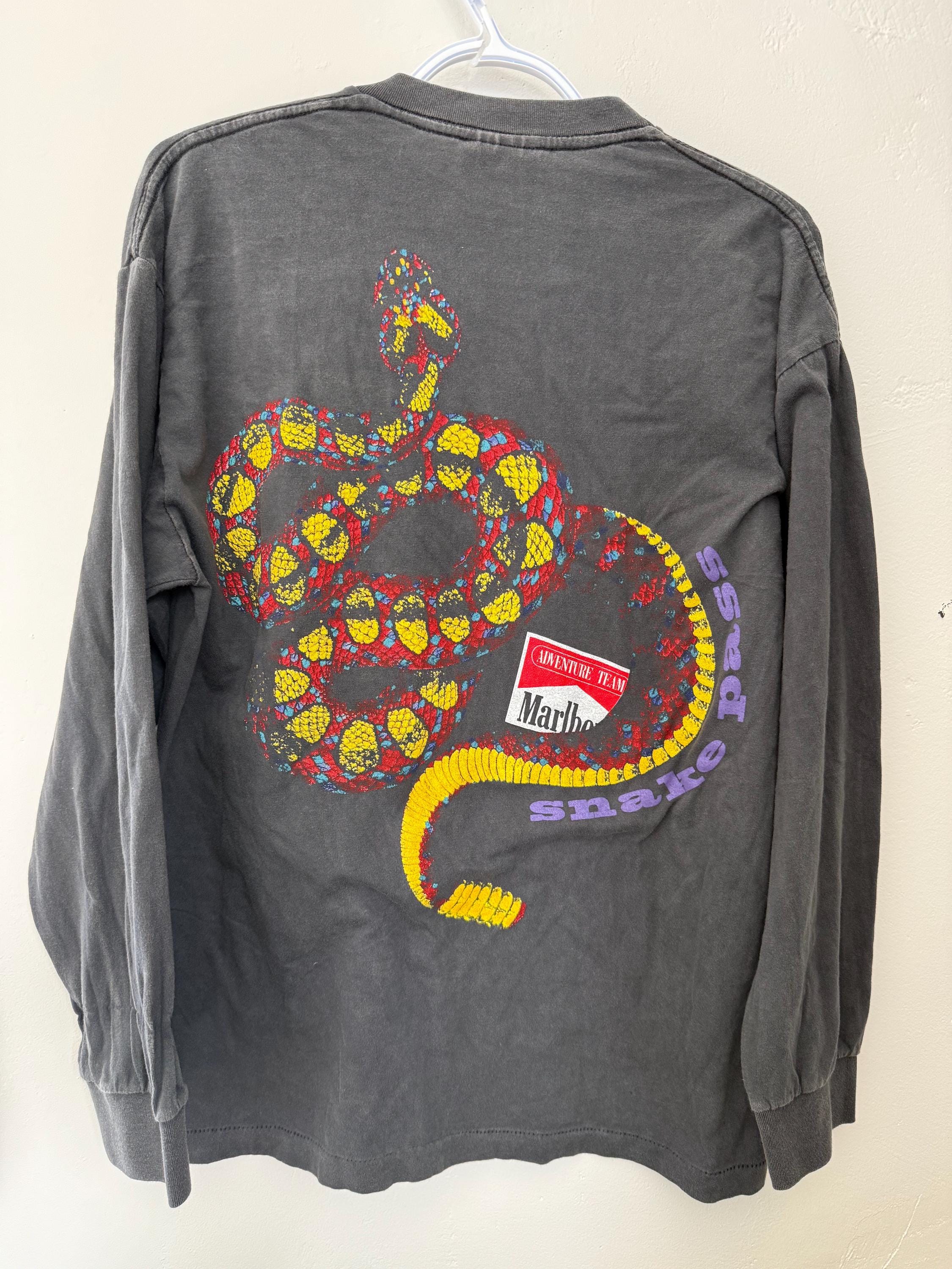 Vintage Marlboro Snake Pass Long Sleeve T-shirt 90s Reprint Gray