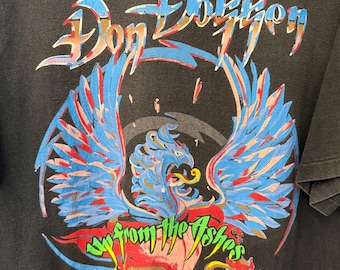 Maglietta vintage del tour Up From The Ashes di Don Dokken 1990 1991, stampa fronte/retro, prodotta negli Stati Uniti, taglia L.