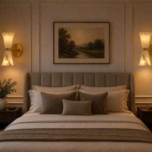 Vintage Alabaster Brass Wall Sconce | Mid-Century Modern Double Shade Light