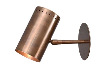 Lámpara de pared cilíndrica minimalista vintage de latón crudo hecha a mano