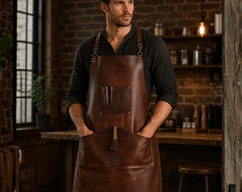 Tablier en cuir pour homme, tablier de barbecue fait main, tablier de chef, tablier de gril, tablier de barista, tablier de barman, tablier de travail du bois, tablier de forgeron