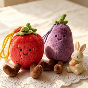 Soft Fruit Plush Keychain, Kawaii Bag Charm Pendant, Fluffy Stuffed Aesthetic Backpack Accessory, Cute Mini Plushie Gift for Her