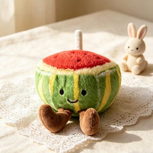 Cute Watermelon Plush Keychain,Soft Stuffed Fruit Toy Bag Charm,Kawaii Summer Plush Keyring , Aesthetic Plushie Pendant ,Gift for Her