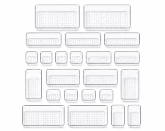 Drawer Organizer Set 25 Piece Clear Acrylic Organizer Makeup Organizer Makeup Vanity Organizer Makeup Holder Desk Organizer Tray