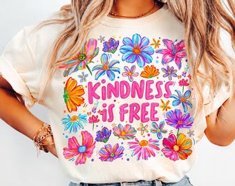 Camiseta "La amabilidad es gratis", regalo para profesores, camiseta con mensaje positivo, camiseta de colores cómodos, regalo inspirador, camiseta sobre salud mental.