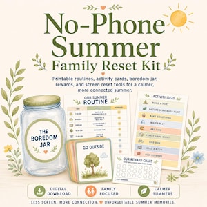 Printable Summer Family Reset Kit, Screen-Free Activities, Routine Charts, Boredom Jar (Digital Download)