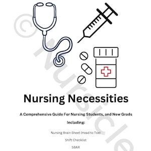 Bundel verpleegkundige benodigdheden: spiekbriefjes afdrukbaar, brain sheet, checklist ploegendienst, SBAR, studiesjabloon