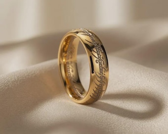 Anel de tungstênio Senhor dos Anéis – Um Anel Élfico | 6 mm Unissex