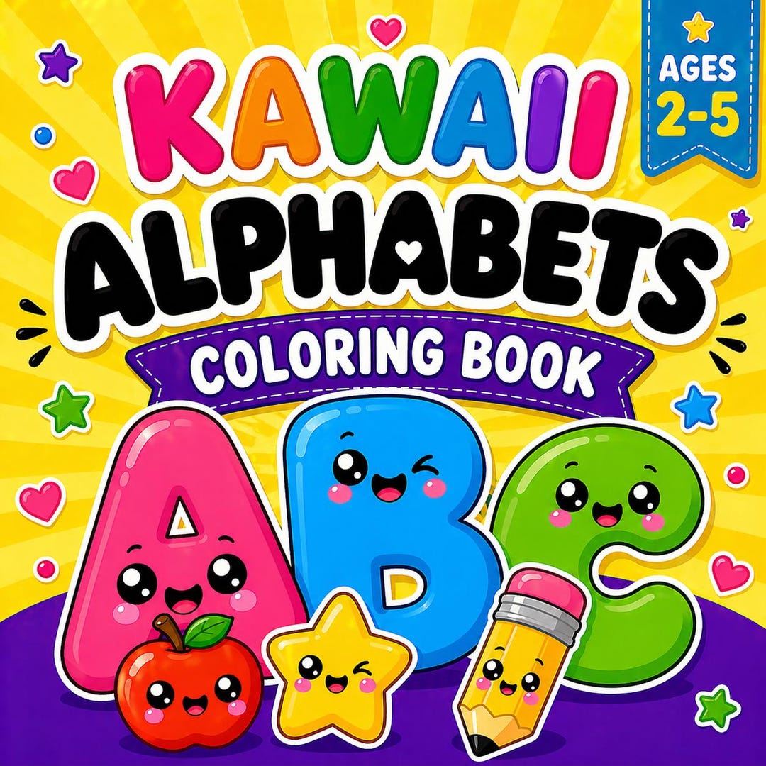 Printable Kawaii Alphabet Coloring Book | ABC Learning Pages for Kids ...