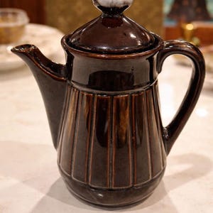 Vintage Brown Drip Glaze Coffee or Tea Pot 10”