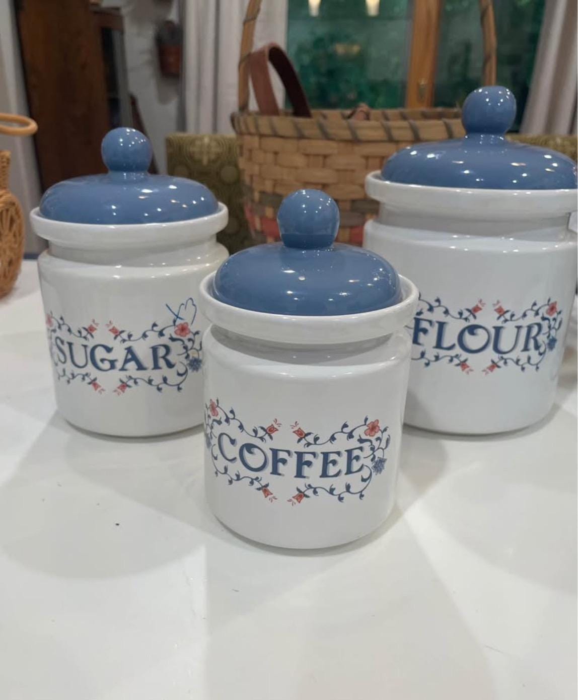 Blue Vintage Flour Canister - Etsy