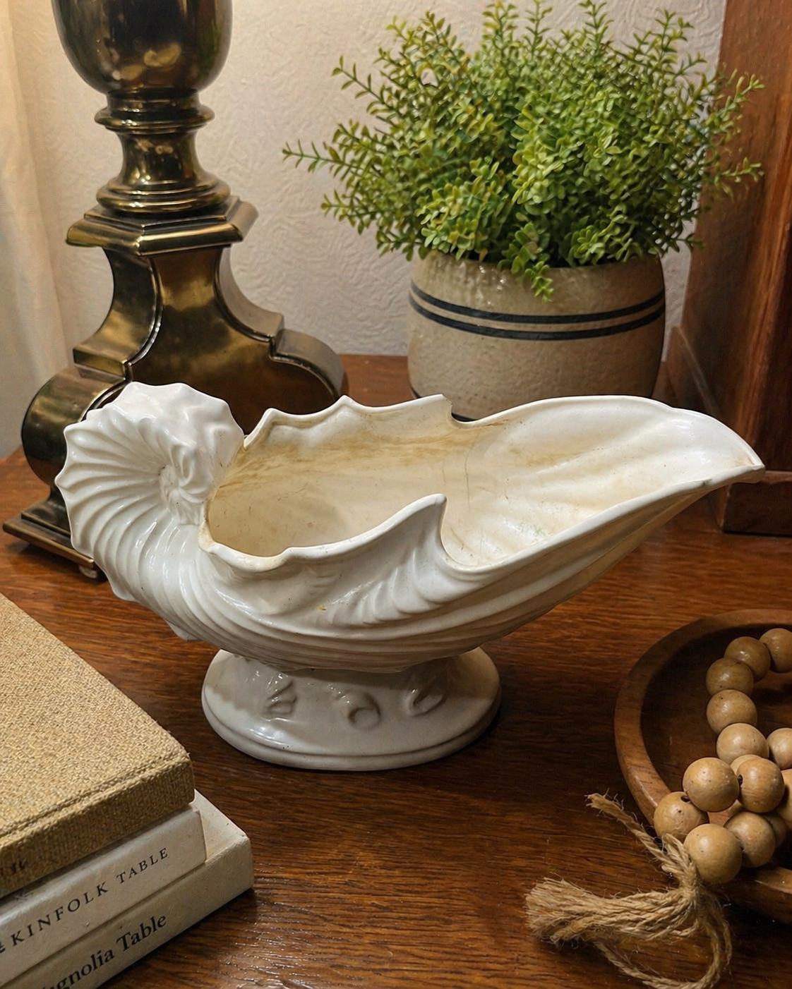 Vintage Japanese Ceramic Shell Planter / Pedestal Bowl - Etsy