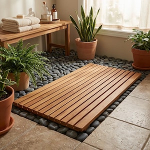 Alfombrilla de ducha exterior, alfombrilla de madera para piscina, alfombrilla de teca para terraza, alfombrilla impermeable para patio, suelo para terraza de spa, alfombrilla de baño exterior, plataforma de madera