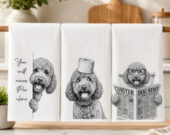 Goldendoodle Hand Towel, Funny Dog Bathroom Decor, You Will Never Pee Alone Towel, Doodle Powder Room Decor, Dog Lover Gift