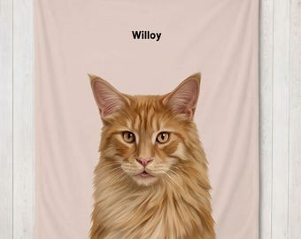 Aangepaste kat fotodeken met naam, gepersonaliseerde kat portret gooien, kat moeder cadeau, kat gedenkteken, cadeau kat verlies sympathie, huisdier foto cadeau