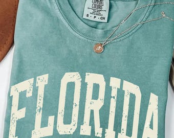 Chemise Florida Sunshine State Comfort Colors®, chemise Florida vintage rétro, souvenir de vacances à la plage de Floride, t-shirt voyage entre filles en Floride, t-shirt Miami