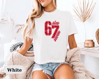 T-shirt carré Six Seven Trend Xmas pour femmes, chemise 6-7, chemise Six Seven Joke, dicton viral, chemises drôles de la génération Z, 67 chemises Tiktok