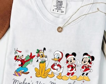 Comfort Colors®Mickey's Very Merry Christmas Shirt, Disney Christmas Characters Tee, Vintage Holiday Graphic Tee, Xmas Gift
