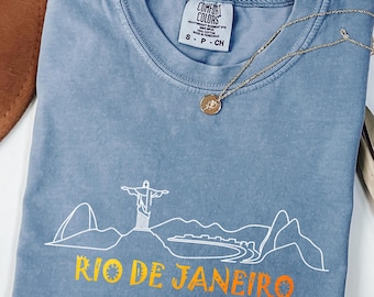 Comfort Colors® Chemise Rio de Janeiro Brésil, t-shirt de voyage Brésil, t-shirt Rio Skyline, chemise Christ Rédempteur, cadeau de vacances brésilien