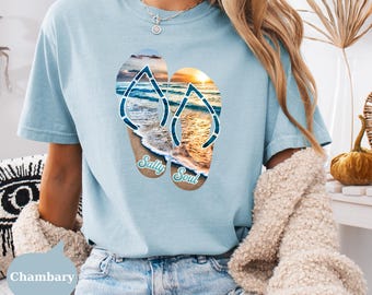 Chemise Salty Soul Summer Comfort Colors®, t-shirt vacances d'été, t-shirt de plage à tongs, cadeau pour amoureux de la plage côtière